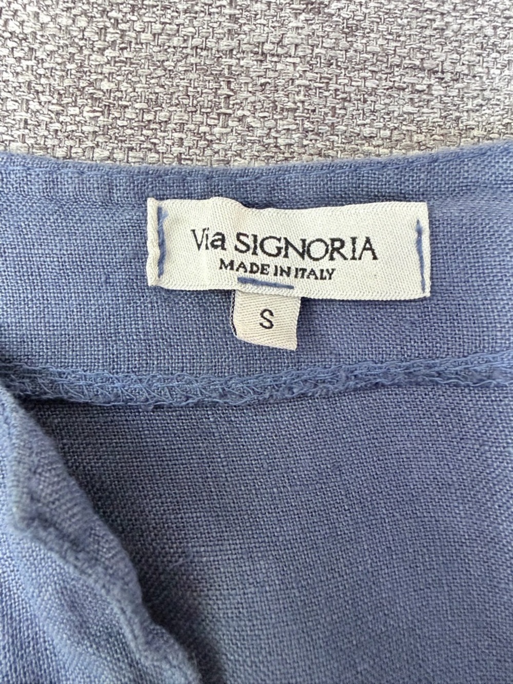 Via Signoria Italian Linen100% Tunic in Dusty Blue - Picture 6 of 14
